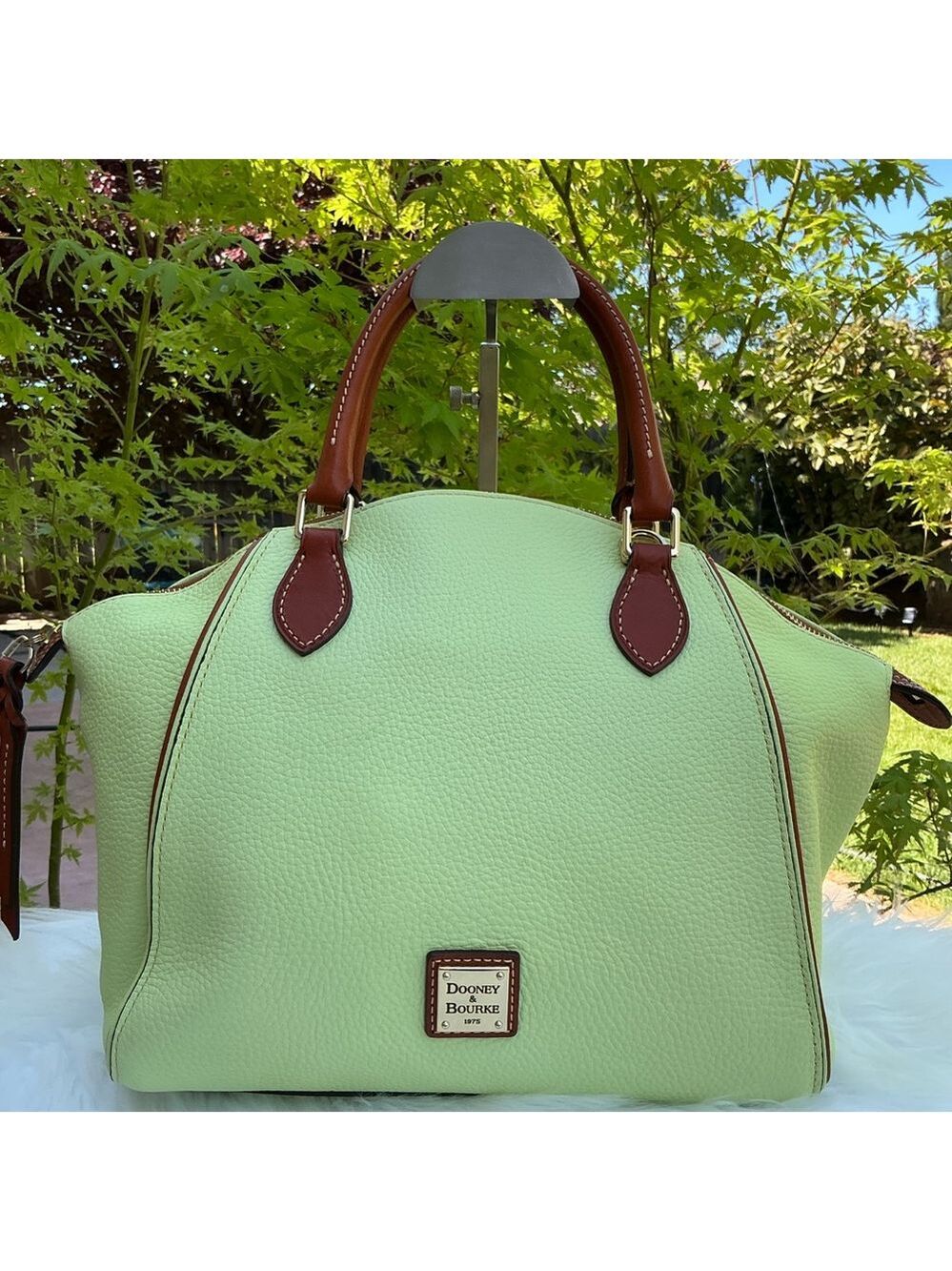 Dooney & Bourke Mint Lime Pistachio Green Satchel Brown Accents Hand Bag